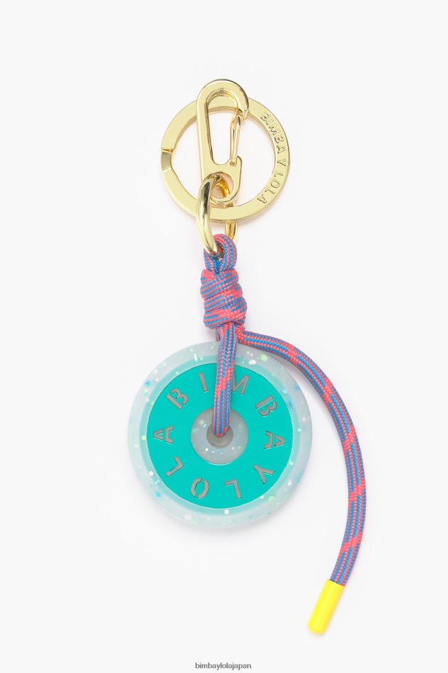 【BIMBA Y LOLA】ロゴ入り円形パーツ付きキーホルダー Silver heart circular key ring