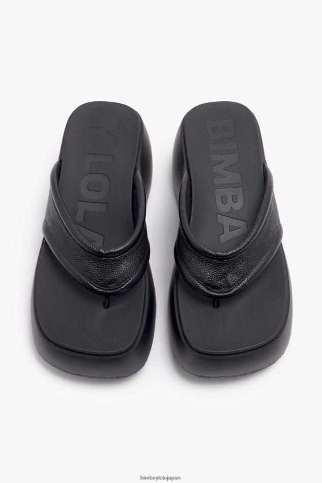 フットウェアー Bimba Y Lola レザープラットフォームサンダル 黒 6BZ0X0568