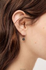 アクセサリー Bimba Y Lola エナメルロゴ フープイヤリング 黒 6BZ0X0829 - 画像 (2)