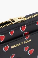 アクセサリー Bimba Y Lola スモール ハーツ プリント レザー ハンドバッグ 黒 6BZ0X01013 - 画像 (2)