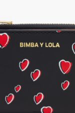 アクセサリー Bimba Y Lola スモールハーツの革財布 黒 6BZ0X01002 - 画像 (4)