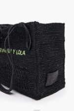 アクセサリー Bimba Y Lola ラフィアトートバッグ 黒 6BZ0X0115 - 画像 (4)