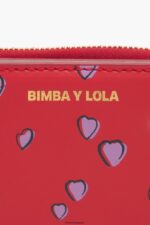 アクセサリー Bimba Y Lola レザースモールハートプリントフラップ財布 赤 6BZ0X01011 - 画像 (4)