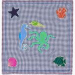 アクセサリー Bimba Y Lola 刺繍入りギンガムチェックショール 紺 6BZ0X0632