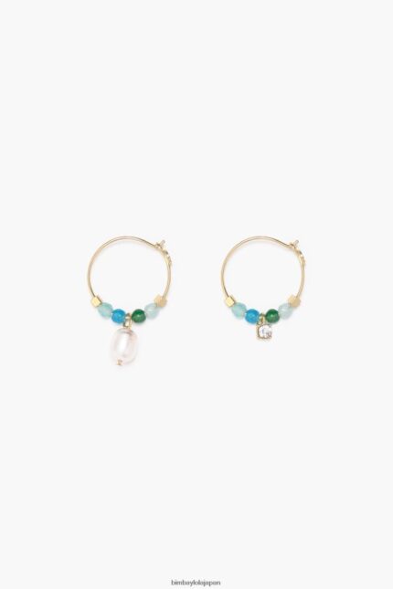 アクセサリー Bimba Y Lola 小さな石のフープイヤリング ターコイズ 6BZ0X0736