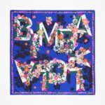 アクセサリー Bimba Y Lola 幾何学的な花とロゴのスカーフ 青 6BZ0X0628