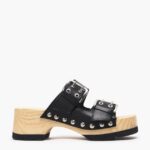 フットウェアー Bimba Y Lola レザーヒールサンダル 黒 6BZ0X0564