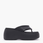 フットウェアー Bimba Y Lola レザープラットフォームサンダル 黒 6BZ0X0568