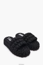 フットウェアー Bimba Y Lola 編み込みフラットサンダル 黒 6BZ0X0573 - 画像 (3)
