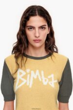 衣類 Bimba Y Lola コットン ツートーンセーター 黄色 6BZ0X0382 - 画像 (4)