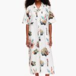 衣類 Bimba Y Lola コーラルプリントロングシャツドレス 象牙 6BZ0X0181