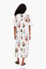 衣類 Bimba Y Lola コーラルプリントロングシャツドレス 象牙 6BZ0X0181 - 画像 (3)