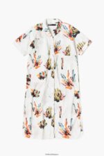 衣類 Bimba Y Lola コーラルプリントロングシャツドレス 象牙 6BZ0X0181 - 画像 (5)