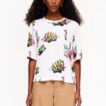 衣類 Bimba Y Lola サンゴプリント Tシャツ 象牙 6BZ0X0265
