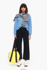 衣類 Bimba Y Lola ストライプのTシャツ 青 6BZ0X0253 - 画像 (6)
