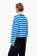 衣類 Bimba Y Lola ストライプコットンTシャツ 青 6BZ0X0318 - 画像 (3)