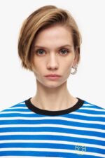 衣類 Bimba Y Lola ストライプコットンTシャツ 青 6BZ0X0318 - 画像 (4)