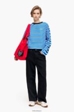 衣類 Bimba Y Lola ストライプコットンTシャツ 青 6BZ0X0318 - 画像 (6)