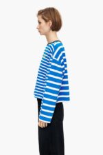 衣類 Bimba Y Lola ストライプコットンTシャツ 青 6BZ0X0319 - 画像 (3)