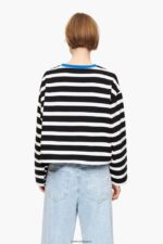 衣類 Bimba Y Lola ストライプコットンTシャツ 黒 6BZ0X0317 - 画像 (3)