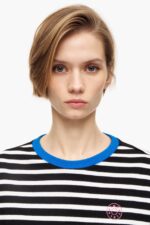 衣類 Bimba Y Lola ストライプコットンTシャツ 黒 6BZ0X0317 - 画像 (4)