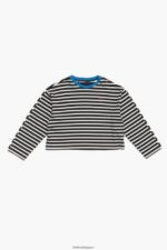 衣類 Bimba Y Lola ストライプコットンTシャツ 黒 6BZ0X0317 - 画像 (5)