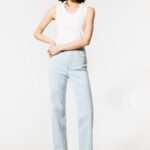 衣類 Bimba Y Lola ストレート クロップド - カモフラージュ パンダ プリント ストレート ジーンズ 青 6BZ0X0528