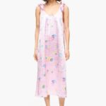 衣類 Bimba Y Lola スプレーフラワープリントAラインミディドレス ピンク 6BZ0X0214