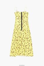 衣類 Bimba Y Lola スモール ハーツ プリント ミディ スリップ ドレス 黄色 6BZ0X0222 - 画像 (6)