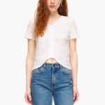 衣類 Bimba Y Lola テクスチャー シャーリング Tシャツ 象牙 6BZ0X0267