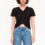 衣類 Bimba Y Lola テクスチャー シャーリング Tシャツ 黒 6BZ0X0268