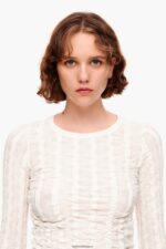 衣類 Bimba Y Lola テクスチャー付きフィットTシャツ 象牙 6BZ0X0312 - 画像 (3)