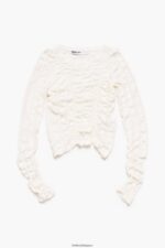 衣類 Bimba Y Lola テクスチャー付きフィットTシャツ 象牙 6BZ0X0312 - 画像 (4)