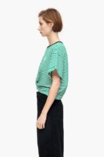 衣類 Bimba Y Lola ノットボクシーTシャツ 緑と白 6BZ0X0321 - 画像 (2)