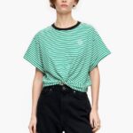 衣類 Bimba Y Lola ノットボクシーTシャツ 緑と白 6BZ0X0321