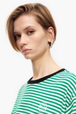 衣類 Bimba Y Lola ノットボクシーTシャツ 緑と白 6BZ0X0321 - 画像 (4)