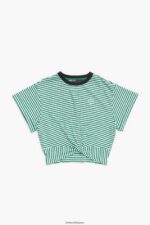 衣類 Bimba Y Lola ノットボクシーTシャツ 緑と白 6BZ0X0321 - 画像 (5)