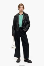 衣類 Bimba Y Lola ノットボクシーTシャツ 緑と白 6BZ0X0321 - 画像 (6)
