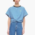 衣類 Bimba Y Lola ノットボクシーTシャツ 青と白 6BZ0X0322