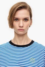 衣類 Bimba Y Lola ノットボクシーTシャツ 青と白 6BZ0X0322 - 画像 (4)