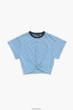 衣類 Bimba Y Lola ノットボクシーTシャツ 青と白 6BZ0X0322 - 画像 (5)