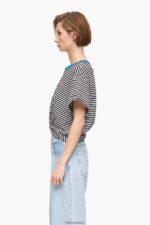 衣類 Bimba Y Lola ノットボクシーTシャツ 黒と白 6BZ0X0320 - 画像 (2)