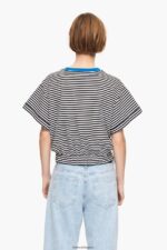 衣類 Bimba Y Lola ノットボクシーTシャツ 黒と白 6BZ0X0320 - 画像 (3)