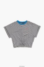 衣類 Bimba Y Lola ノットボクシーTシャツ 黒と白 6BZ0X0320 - 画像 (5)