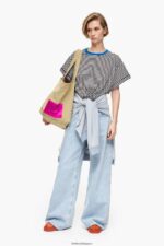 衣類 Bimba Y Lola ノットボクシーTシャツ 黒と白 6BZ0X0320 - 画像 (6)