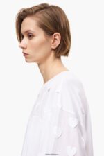 衣類 Bimba Y Lola ハートコットンTシャツ 白 6BZ0X0283 - 画像 (4)