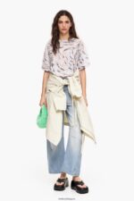衣類 Bimba Y Lola バタフライ ウィング プリント ボクシー T シャツ 白 6BZ0X0302 - 画像 (6)