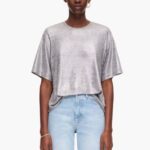 衣類 Bimba Y Lola フォイルTシャツ 流体灰色 6BZ0X0307