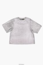衣類 Bimba Y Lola フォイルTシャツ 流体灰色 6BZ0X0307 - 画像 (5)