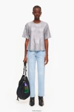 衣類 Bimba Y Lola フォイルTシャツ 流体灰色 6BZ0X0307 - 画像 (6)